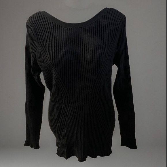 Lane Bryant Womens Black Ribbed Long Sleeve Pullover Fitted Sweater 18/20 - Picture 4 of 7